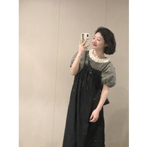 스트링 리본 데님 웨이브 루즈핏 살 가리개 나시 원피스 셔츠 투피스 여