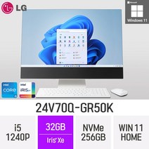 LG전자 24V70Q-GR50K 24인치 인텔 12세대 i5 Iris Xe Win11 Home 사무용 인강용 재택근무용 일체형 PC, 32GB, 256GB
