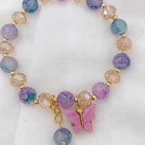 pkpj [2개] 자개나비 원석 진주 블루 커피