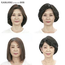 감쪽이 보브 수제 통가발 단발 중년 여성 여자 전체 탈모 가발 항암, 자연검정, 단품