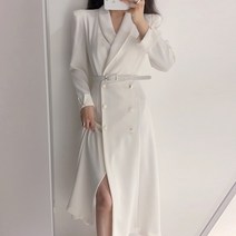 넷투넷코리아 여성 정장 캐주얼 트렌치코트 심플 루즈핏 롱 아우터