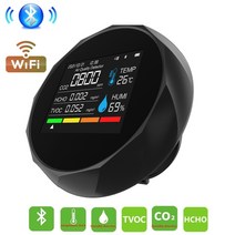 5 in 1in 1 air quality detector co2 meter 디지털 온도 습도 테스터 이산화탄소 tvoc hcho 블루투스 앱 모니터, 협력사, 검은색