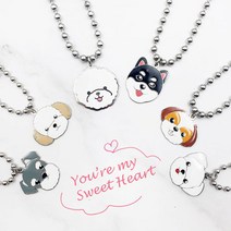 [요술강아지] 써지컬스틸 강아지캐릭터 반려견 애견 인식표 이름표 목걸이(비숑 말티즈 푸들 시츄 시바이누), 비숑, 볼체인 3.2mm