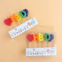 /국내배송/HBD 무지개 파스텔 하트초 레터링 케이크 생일 케이크 대량구매 1팩/10팩/24팩, 24팩, 무지개(5개입)