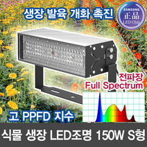 윤라이팅 19293 삼성LED칩 식물생장등 보광조명 전파장 full spectrum 렌즈집중형 150W 투광기 S형 /LED식물성장조명/보광등/식물LED/농장조명/스마트팜/화원, 60도 전파장/Full spectrum