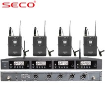 세코(SECO) S-7700RBL 4CH 고급 무선마이크 시스템 900Mhz 듀얼 충전기 별매! 바디팩 핸드 타입변경 가능 국산! 핀 헤드셋마이크 별매!, 벨트팩(핀마이크타입), 벨트팩(헤드셋마이크)