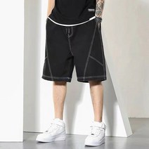 SJW 남성 여름 5부 반바지 스티치 스트링밴딩 포켓 와이드 팬츠 캐주얼 빅사이즈 M~9XL