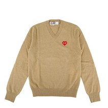 [꼼데가르송]22FW P1N082 CAMEL 카멜 하트 로고 브이넥 울 스웨터 니트 LNL