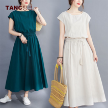 TANC탕크중년여성 빅사이즈 플레어 롱원피스 면 린넨 8컬러