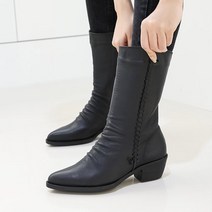 제이슈 GISSE수제화 양가죽 기모안감 슬림브이컷 미들부츠