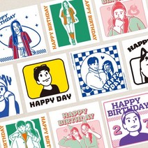 생일 일러스트 카드 편지지 맟춤 드로잉 제작 기념일 프로포즈 크리스마스, 03_심플, 1set추가 (카드2스티커2봉투1), 3-10인(동물 수 추가)