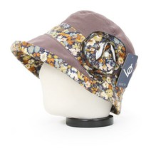 베이직엠 중년 여성 겨울모자 벙거지 둥근챙 플라워 배색 사이드 진주 플라워 코사지