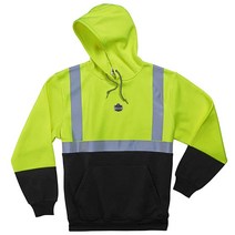 에르고다인 Ergodyne GloWear 8293 ANSI 블랙 바텀 가시성 라임 후드 반사 스웨트셔츠 라지, X-Large