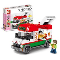 미니자동차레고 키덜트 601305 레고호환 셈보블럭 피자푸드트럭, 상세페이지 참조