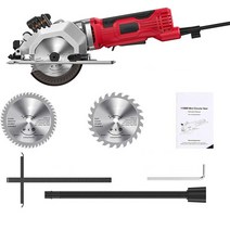 플런지쏘 플렌지쏘 120V 580W 115MM 미니 원형 톱 24 및 48 TCT 블레이드 레이저 가이드 휴대용 3500 RPM, 01 EU Plug