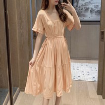 러블리 V넥 허리밴딩 롱 캉캉원피스 4
