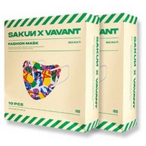 사쿤X바반트랩 2단 패션마스크 알지비 멀티 대형 10매입X2박스, 10매입, 2박스, RGB MUTI