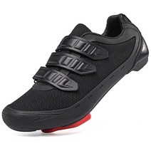 NOXNEX 펠로톤 SPD 페달과 호환되는 남성용 여성용 사이클링 슈즈 실내 로드 사이클링 슈즈 주황색., 9 Women/7 Men, Black