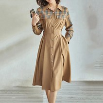 POMTOR 여성 빅사이즈 긴팔 원피스 셔츠원피스 롱원피스