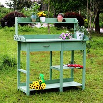 가드닝 원목 작업대 테이블 화분 흙 갈이 분 정원, 그린