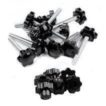 18pcs knured clamping 손잡이 : 12pcs m6x45mm 남성 나사산 그립 스타 노브 & 6pcs 클램핑 너트 노브 그립 M8 여성 스레드, 하나, 블랙 - 실버 & 블랙