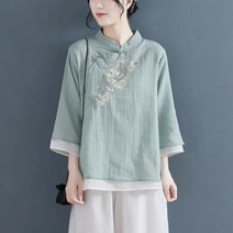 여성 중국풍 자수 고전 복고 퓨전 명상 개량한복 상의