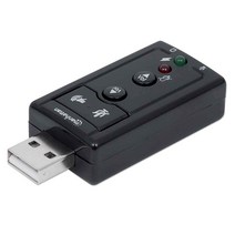 Manhattan 고속 USB 2.0 3D 7.1 사운드 어댑터 3.5mm 오디오 및 마이크 포트가 있는 외부 카드 7.1채널 가상 서라운드 내부 앰프 볼륨 컨트롤