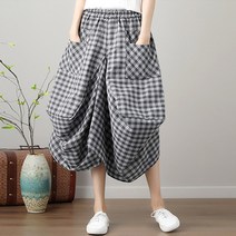 SAMARA 캐주얼 밴딩 체크 통바지 편한바지