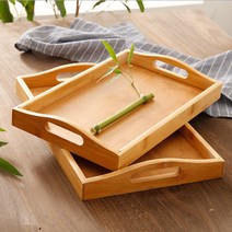 사각 손잡이 우드트레이 카페 대나무 원목 나무 쟁반, 3-손잡이트레이-소