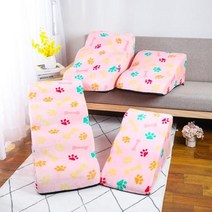 강아지계단 CAWAYI 개집 인쇄 메모리 폼 개 소파 계단 애완 동물 23 단계 고양이 램프 사다리 미끄럼 방지 침대 애완동물 용품, Pink Bone+2 steps