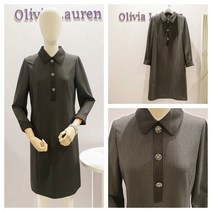 올리비아로렌 은은한 체크 카라배색 단추포인트 h라인 봄가을 원피스vocoawf8351