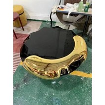 라탄테이블 테라스 베란다 야외용 카페 테이블 모던 럭셔리 유리 스틸 커피 테이블 이탈리아 자연 불규칙한 커피 테이블 거실 장식 디자인 메사 홈 가구, 100x48cm7