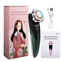갈바닉 얼굴 목 마사지기 45도 온열 LED EMS미세전류 이온도입 감응식 음파 진동 USB충전식 얼굴 마사지 초, 03 Green