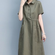 Momolatti 여성용 긴팔 주머니 셔츠 밴딩 벨트 원피스 몸매를 가꾸다