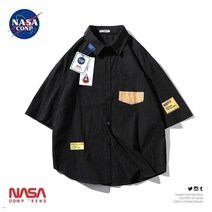 NASA 공식 웹 사이트 연명 반팔 셔츠 남성 티셔츠 여름 2023 홍콩 스타일 캐주얼 악당 잘 생긴 반팔 플러스 사이즈 셔츠 모노타임 헤이즐모드 맥커스 허그본