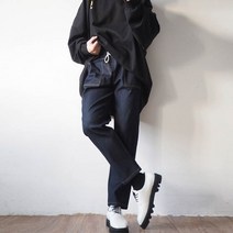 시티라벨 기모 밴딩 JJ7002 와이드핏 기모 데님팬츠