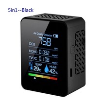 냄새측정기 하수구 냄새 측정기 무선 co2 meter 홈, 5in1 블랙