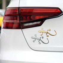 데칼 데코 도마뱀 탈부착 스티커 타공플레이트 마크 로고 금장 뱃지, 골드