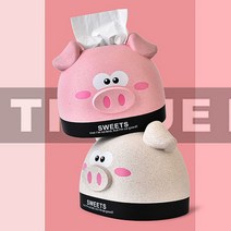 돼지 캐릭터 티슈케이스, 핑크, 1개