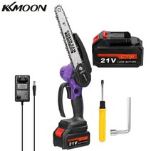 KKmoon 21V 8인치 무선 미니 체인톱 전기톱 충전식 전기톱 세트, 2개 베터리