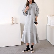 루시 안젤라 기모 후드 머메이드 롱 원피스
