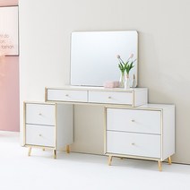 벨라 1000 수납 확장형 화장대 400 서랍장 라운드 거울 포함 인테리어 침실 정리, 화이트