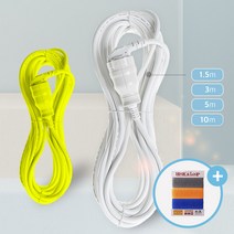 국산 (16A) 1구 싱글 연장선 멀티탭 연장 케이블 연결선 전기선 전선연결 리드선 작업선 1.5m 3m 5m 10m, 1구연장선3m (옐로우)