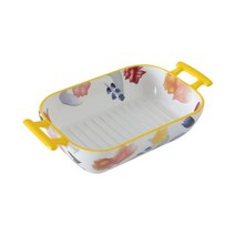 Manhua 시즌 시리즈 손으로 그린 세라믹 손잡이 베이킹 트레이 그릇 크리 에이 티브 구운 쌀 서양 음식 홈., 2