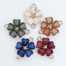 펄 컬러 빈티지플라워(양고리) 펜던트 악세사리부자재 데일리악세사리 캐쥬얼목걸이, 딥베이지