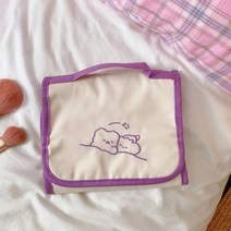 파우치 여성 화장품 가방 접이식 여행 주최자 교수형 나일론 귀여운 곰 메쉬 분리형 세면, 2