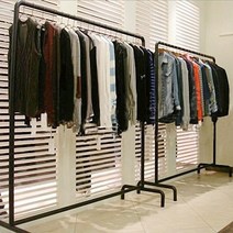행거 옷걸이 대형 블랙 심플 옷가게 편집샵 매장용 드레스룸 인테리어 소품, 가로150세로40높이130cm