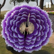 92cm 대형 하프 접이식 댄스 팬 양면 모란 플라워 핸드 스퀘어 공연 소품 댄싱 클럽 용 너슬 부채, [02] For left hand, 08