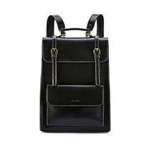 ECOSUSI 여성용 노트북 배낭 PU 가죽 빈티지 15.6 인치 학교 가방 대학 책가방 블랙