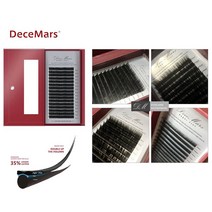 Decemars 속눈썹연장 타원형 납작모 무광 밍크 검정색 16줄 인조 가속눈썹, 1개, 0.20 mm B컬 12 mm